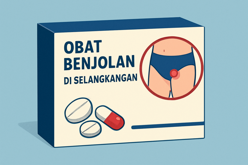 Ilustrasi benjolan di selangkangan — kelenjar getah bening pada lipatan paha