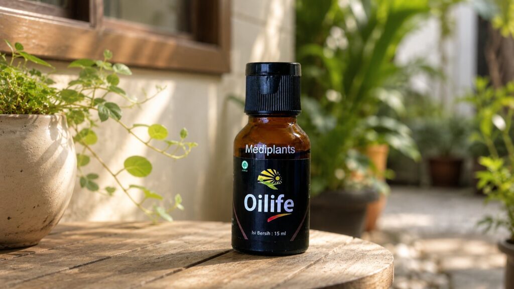 Jual obat benjolan di leher herbal OILIFE, minyak oles 15 ml ber-BPOM